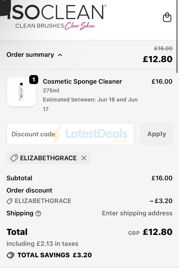 Screenshot of the ISO Clean discount code working