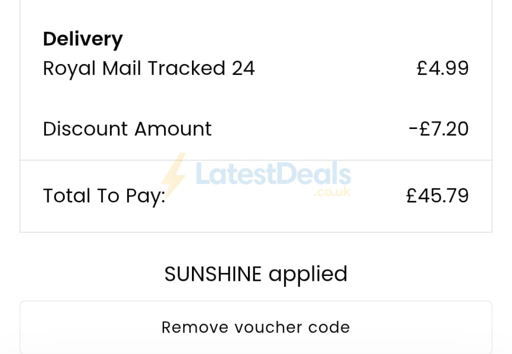 Screenshot of the Klass discount code working