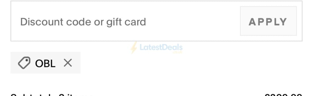 Screenshot of the U Beauty discount code working