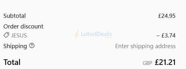 Screenshot of the British Souvenirs discount code working