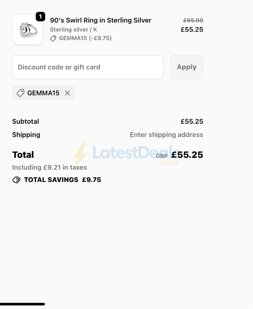 Screenshot of the Henryka discount code working