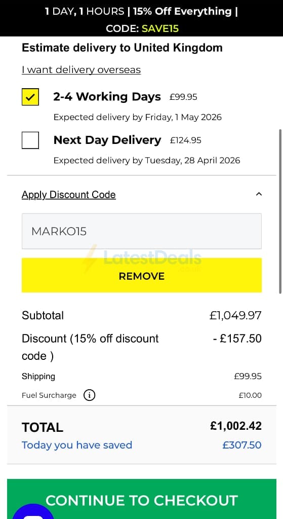 Screenshot of the Net World Sports discount code working
