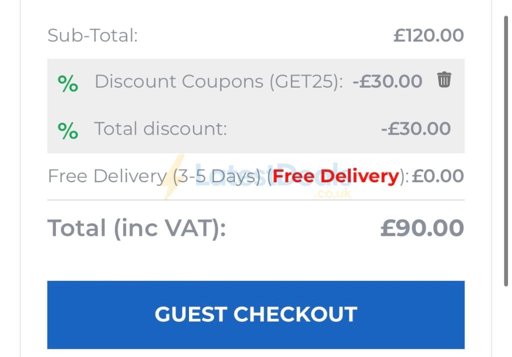 Screenshot of the Duke Direct discount code working
