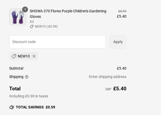 Screenshot of the Mstore discount code working
