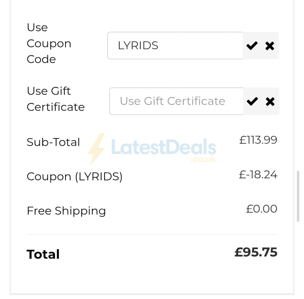 Screenshot of the K&F Concept discount code working