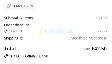 Screenshot of the Tenzo Tea discount code working