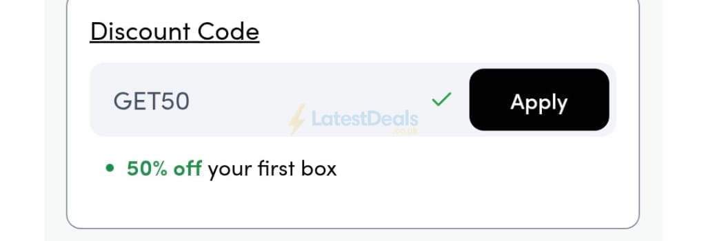 Screenshot of the Prep Kitchen discount code working