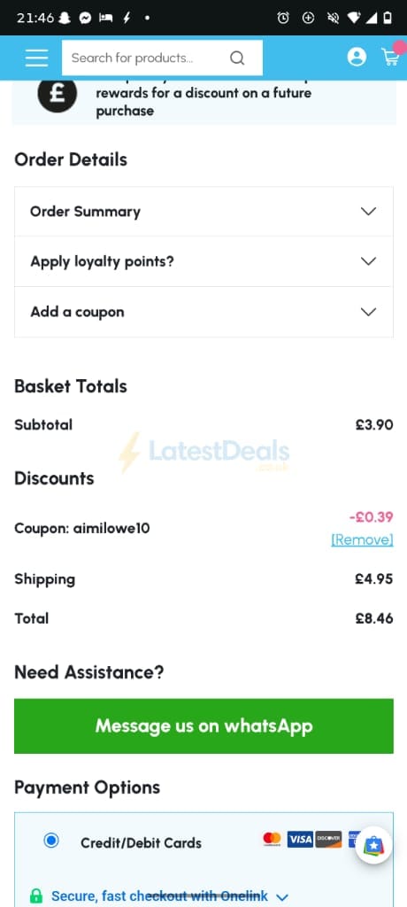 Screenshot of the Shake That Weight discount code working