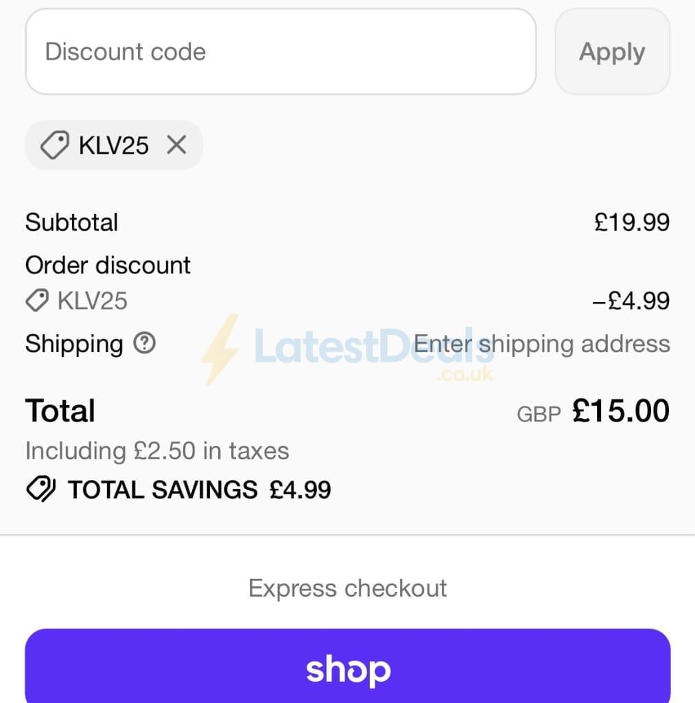 Screenshot of the Procoal discount code working