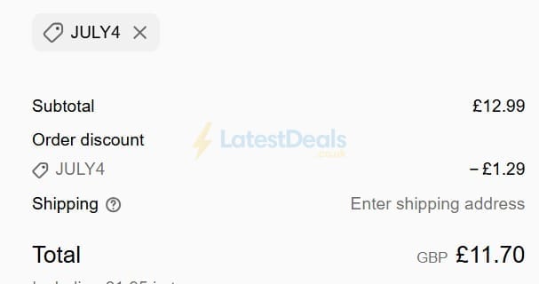 Screenshot of the Vieve discount code working