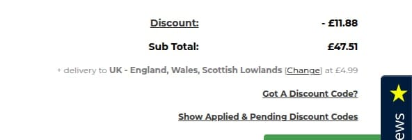 Screenshot of the Castlegate Lights discount code working