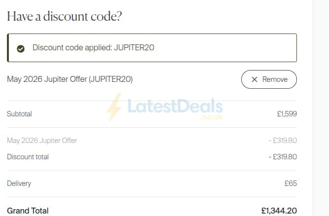 Screenshot of the Maze Living discount code working