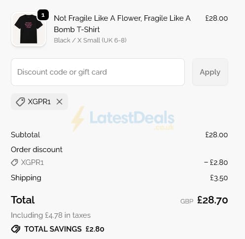 Screenshot of the The Spark Company discount code working