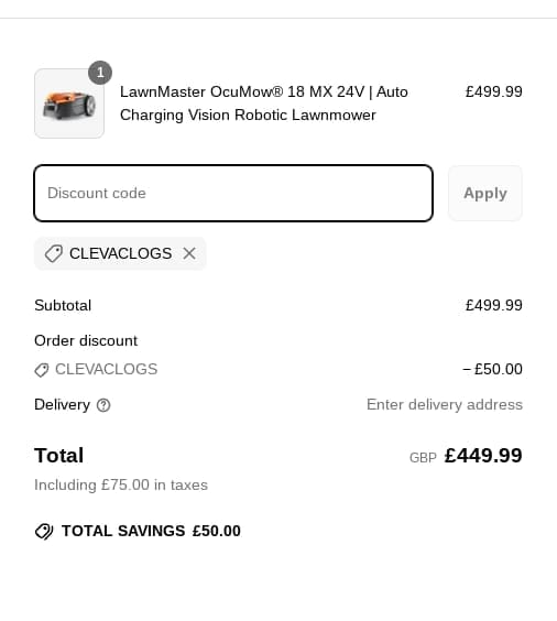 Screenshot of the Cleva discount code working