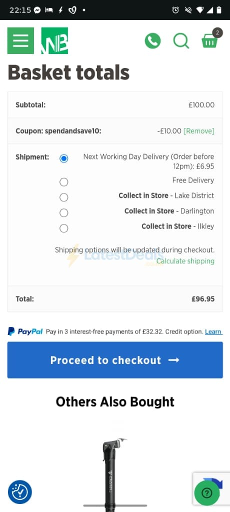 Screenshot of the Wheelbase discount code working
