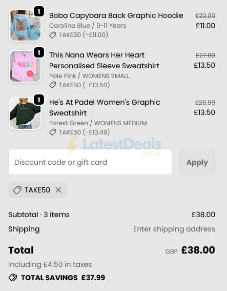 Screenshot of the My Rocking Kids discount code working