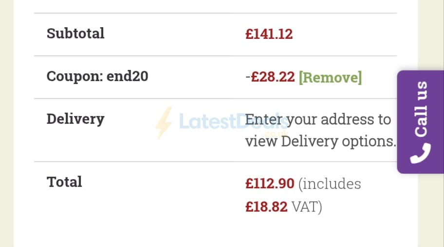 Screenshot of the Hopes Grove Nurseries discount code working