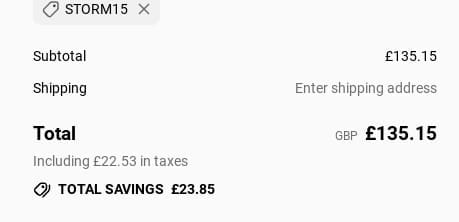 Screenshot of the Davek discount code working