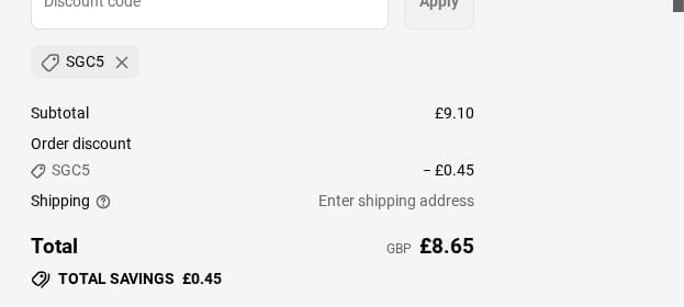 Screenshot of the The Secret Gardening Club discount code working