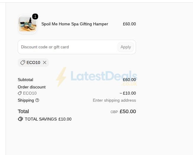 Screenshot of the Zing Organics discount code working