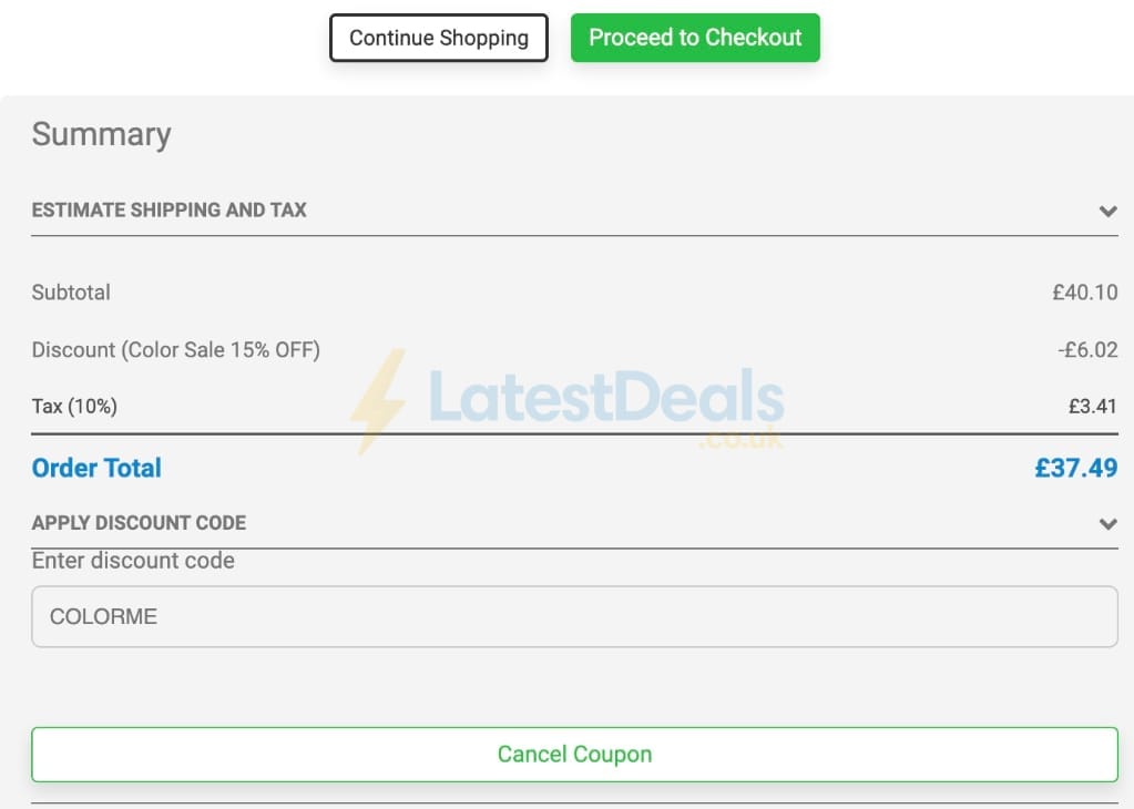 Screenshot of the lens.me discount code working