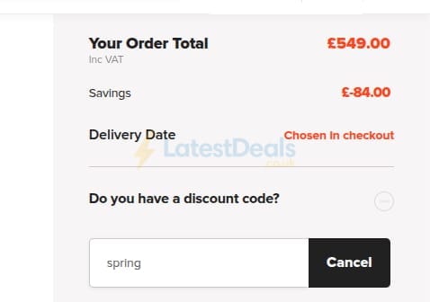 Screenshot of the MyNextMattress discount code working