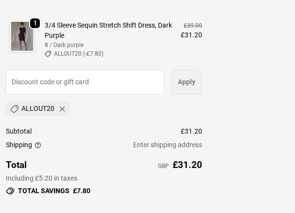 Screenshot of the Jolie Moi discount code working