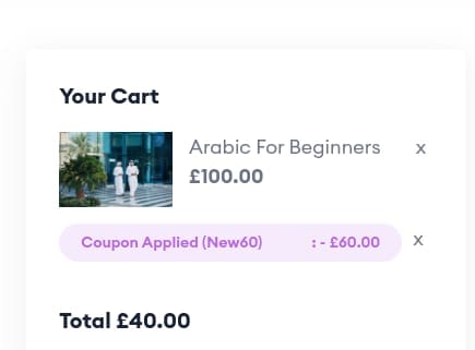 Screenshot of the Of Course discount code working
