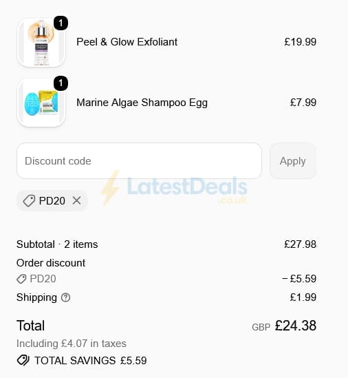 Screenshot of the Procoal discount code working