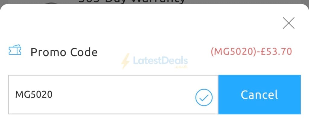 Screenshot of the Firmoo discount code working