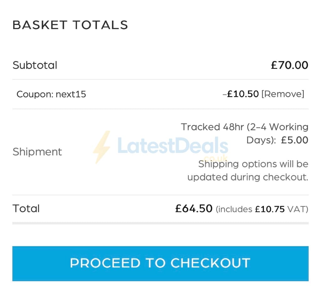 Screenshot of the Scimitar Sportswear discount code working