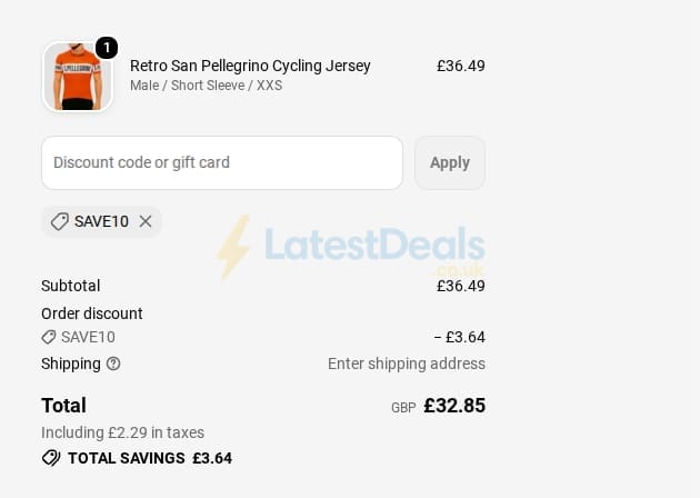 Screenshot of the Granny Gear discount code working