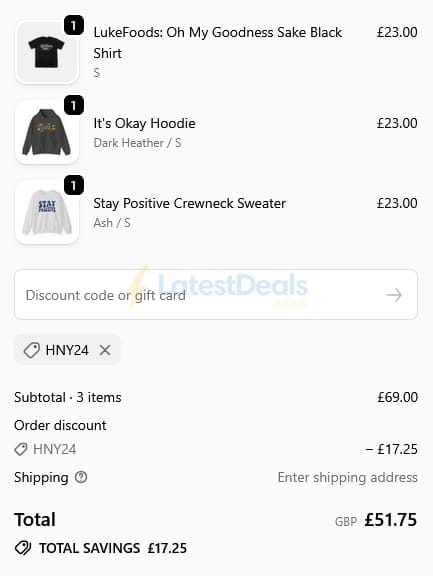 Screenshot of the Fanjoy discount code working