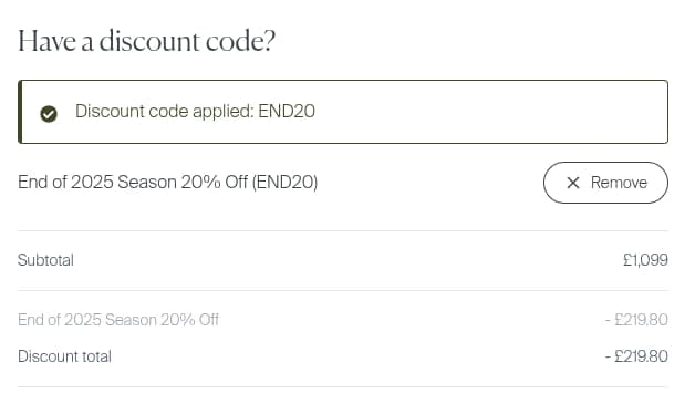 Screenshot of the Maze Living discount code working