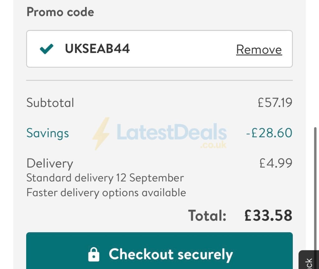 Screenshot of the Photobox discount code working
