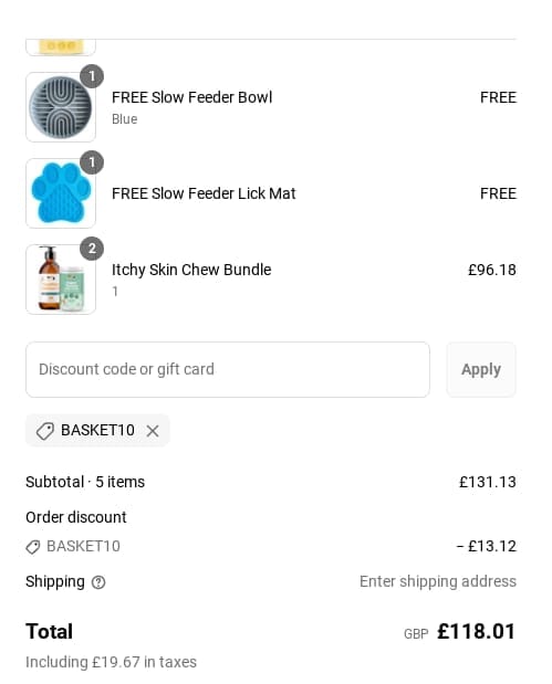 Screenshot of the Buddy & Lola discount code working