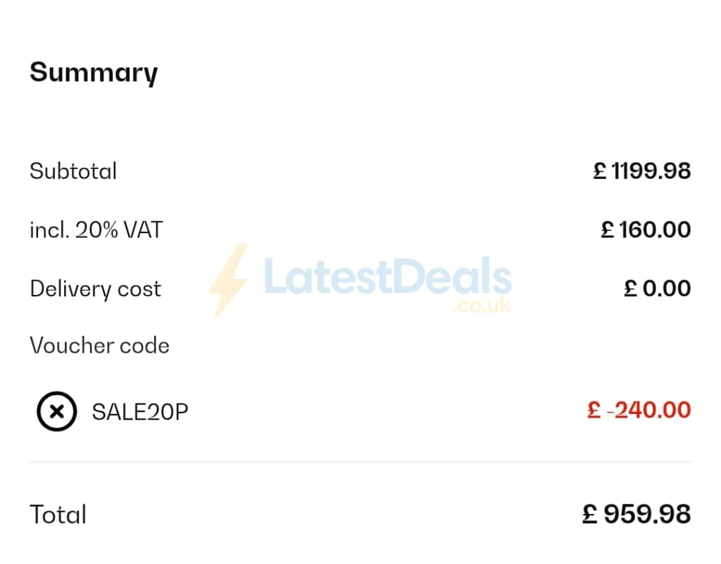Screenshot of the Klarstein discount code working