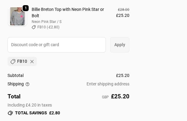 Screenshot of the South of the River discount code working