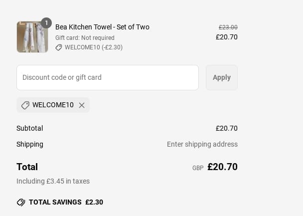 Screenshot of the Life of Riley discount code working