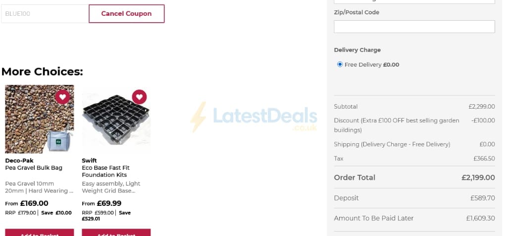Screenshot of the Simply Log Cabins discount code working