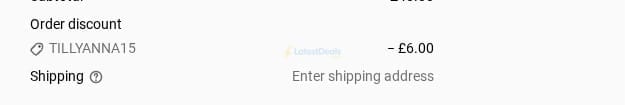 Screenshot of the Tillyanna discount code working