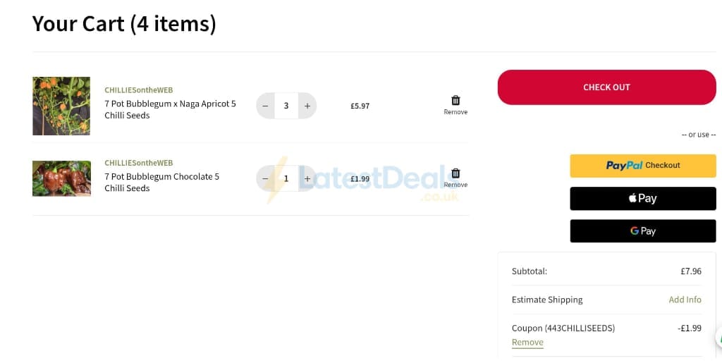 Screenshot of the SPICES on the WEB discount code working