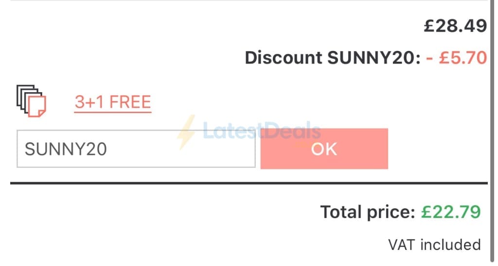 Screenshot of the UKposters discount code working