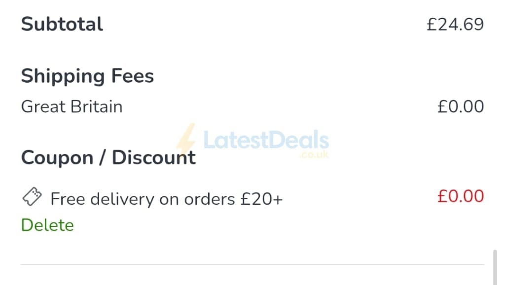 Screenshot of the zooplus discount code working