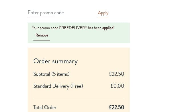 Screenshot of the Thorntons discount code working