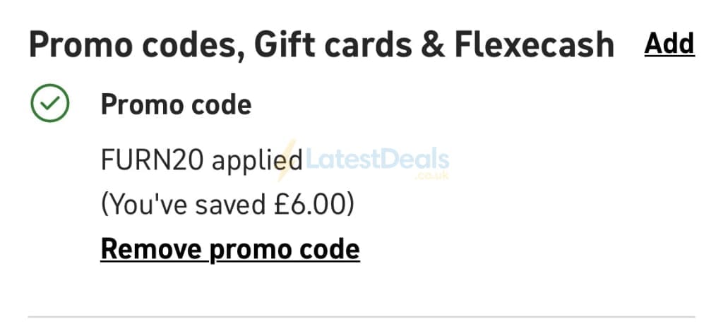 Screenshot of the Habitat discount code working