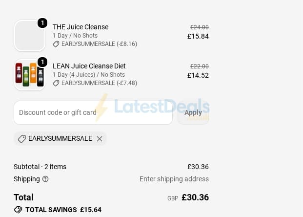 Screenshot of the Fuel Station discount code working