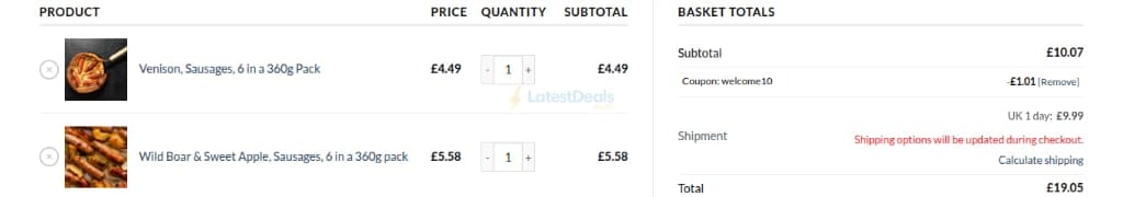 Screenshot of the Kezie discount code working