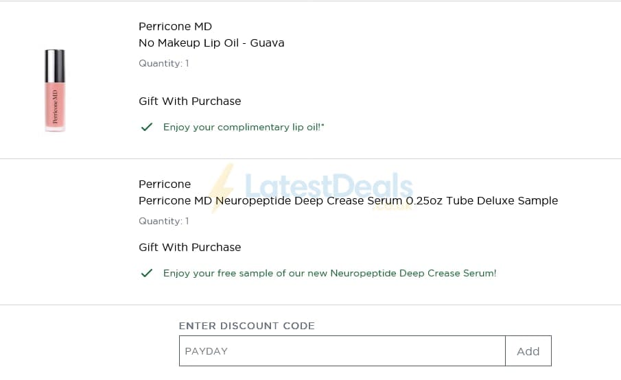 Screenshot of the Perricone MD discount code working