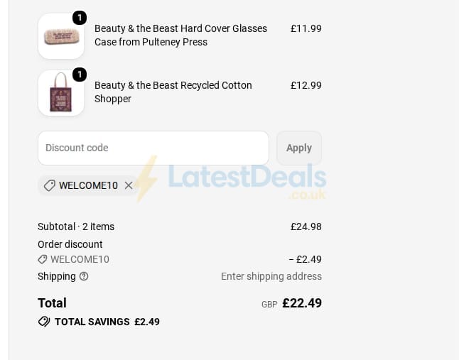 Screenshot of the Half Moon Bay discount code working